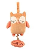 miYim Organic Cotton Collection: Owl Musical Pull Toy in Brown Color