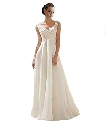 A-line V-neck Full Length Chiffon Lace-Up Beaded Cap Sleeves Evening Dress  with a Court Train  With a Ribbon 