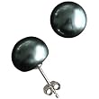 Enhanced Black 10-11mm AAAA Cultured Pearl Platinum Overlay CAREFREE Sterling Silver Stud Earrings (LS1B) Enhanced Black 10-11mm AAAA Cultured Pearl Platinum Overlay CAREFREE Sterling Silver Stud Earrings (LS1B)