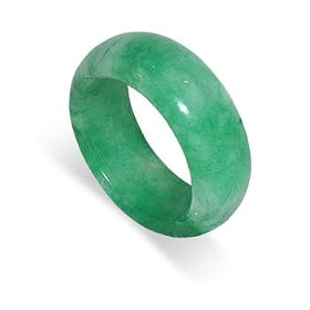 Genuine Green Jade 8 MM Gemstone Band Ring by 