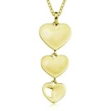 18k Gold Plated Sterling Silver Triple Dangle Hearts Pendant, 18