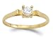 CZ Solitaire Engagement Ring 14k Yellow Gold Cubic Zirconia 1/4 Carat, Size 9