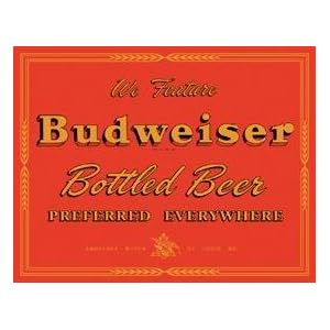 Budweiser Bottled Beer Preferred Everywhere Retro Vintage Tin Sign Budweiser Bottled Beer Preferred Everywhere Retro Vintage Tin Sign