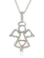 18k Rose Gold-Plated Sterling Silver Diamond-Accented Angel Pendant Necklace, 18" (1/10 cttw, I-J Color, I2-I3 Clarity)