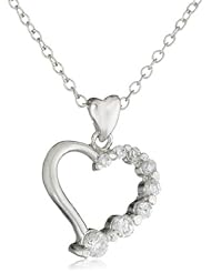 Sterling Silver Cubic Zirconia Journey Open Heart Pendant Necklace, 18"