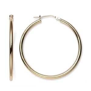14k Yellow Gold Round Hoop Earrings by