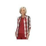 Petite Alia Chili Buffalo Plaid Blouse at Alia
