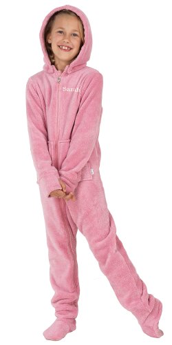 Hoodie Footie Footed Fleece Pajamas for Big Girls - Pink