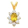 14K Yellow Gold Citrine and Diamond Pendant