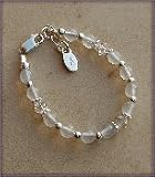 Jade with Crystal Sterling Silver Infant Baby Christening Bracelet 0-12 months