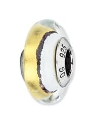 Sterling Silver Black/Silver/Gold Italian Murano Glass Charm