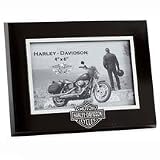 Harley Davidson Bar & Shield Picture Frame. Showcase your favorite photo in this Bar & Shield logo wood frame. Holds 4