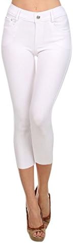 5 pocket Capri Jeggings (Large, White)