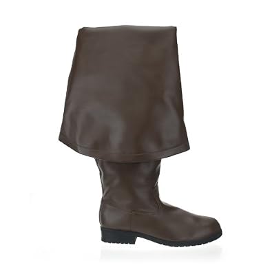 Brown 1-1/2 Inch Heel Knee High Pirate Boot With Cuff Theatre Costume boot Mens Sizing