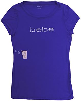 Bebe Tee T Shirt Top Logo Basic Crew Neck Swarovski USA (s, Blue (SWU))