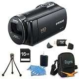 Samsung HMX-F80 Flash Memory HD Digital Video Camcorder (Black) 16GB Deluxe Bundle