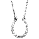14K White Gold Diamond Horseshoe Luck Necklace