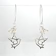 Cut Out Dove Dangle Earrings in Sterling Silver with Pearl Beads, #8371