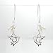 Cut Out Dove Dangle Earrings in Sterling Silver with Pearl Beads, #8371