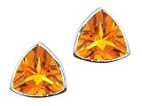 1.00 cts Genuine Triangle Small Citrine Earrings - 14kt White or Yellow Gold