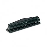 Universal 12-Sheet Deluxe Two- & Three-Hole Adjustable Punch, 9/32" Holes, Black