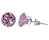 7 MM Round Lavender Cubic Zirconia .925 Sterling Silver Post Back Stud Earrings