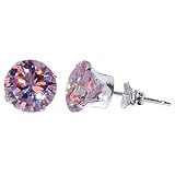 7 MM Round Lavender Cubic Zirconia .925 Sterling Silver Post Back Stud Earrings