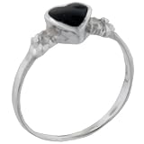 Sterling Silver Heart Cut Onyx Promise Ring