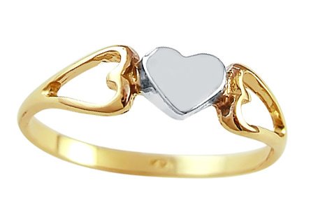 3 Hearts Ring 14k White Yellow Gold Fashion Love Ring