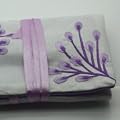 Silk Jewellery Roll, Fairtrade, White Silk with Lavender Embroidery