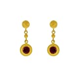 24k Yellow Gold Garnet Earrings