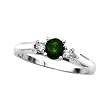 3 Diamond Ring 0.08 ct. with 5/8 ct. Emerald in 10K White Gold