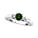 3 Diamond Ring 0.08 ct. with 5/8 ct. Emerald in 10K White Gold