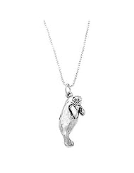 Sterling Silver One Sided Manatee Sea Cow Necklace