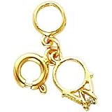 14K Gold Wedding Rings w CZ Charm