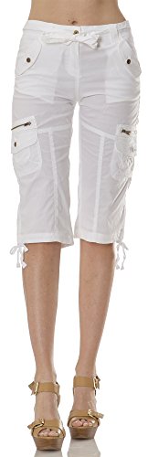 Helium London Womens Stretch Poplin Cargo Capri with Fabric Belt