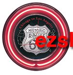 Classic Historic Route 66 Sign and Map Background Neon Clock (5 Stars Online Store - ezshoponline, inc.)