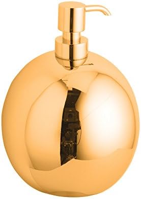 Sweet Countertop Soap Dispenser, Brass Polished Gold, Table Mounted, Bathroom Accessories, Made in Spain (European Brand) (Polished Gold)