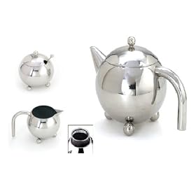 3 Pc Stainless Steel Tea Set. Teapot, Creamer and Sugar Bowl. by Cuisinox