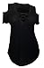 eVogues Plus size V-Neck Lace Up Cold Shoulder Top Black