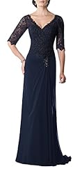 V-neck Beaded Sequined Lace Floor Length Mother-of-the-Bride Dress 