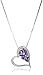 Natural Amethyst Open Heart Pendant with Diamond in Sterling Silver, 18