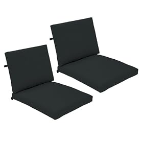 Strathwood Falkner Lounge Deep Seat Arm Chair Cushions, Set of 2, Solid Black