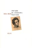 Critique de l'�conomie politique