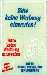 Hinweisetikett 3758 Bitte keine Werbung 4 Formate