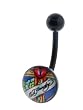 Genuine Ed Hardy Anodized Black Belly Ring - Heart Lock Logo in 10mm - 14 Gauge - 5mm Ball - Sold Individually