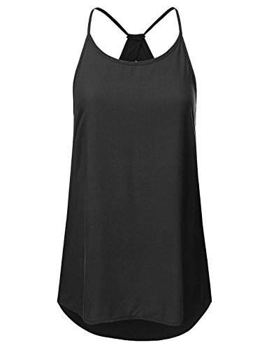 JJ Perfection Women's Solid Racerback Camisole Tank Top With Back Keyhole