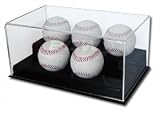 BCW Deluxe Acrylic (5) Baseball Holder Display - Sports Memoriablia Display Case - Sportscards Collecting Supplies