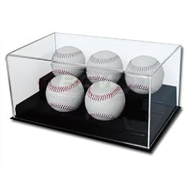 BCW Deluxe Acrylic (5) Baseball Holder Display - Sports Memoriablia Display Case - Sportscards Collecting Supplies