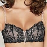 Dentelle padded underwire bra 34D/Jet Rose (black and pink)